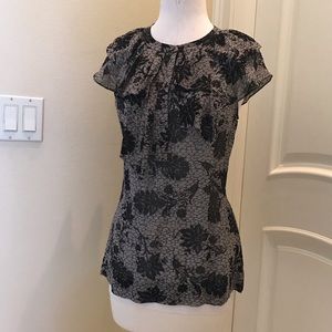 Ann Taylor black / gray silk career top